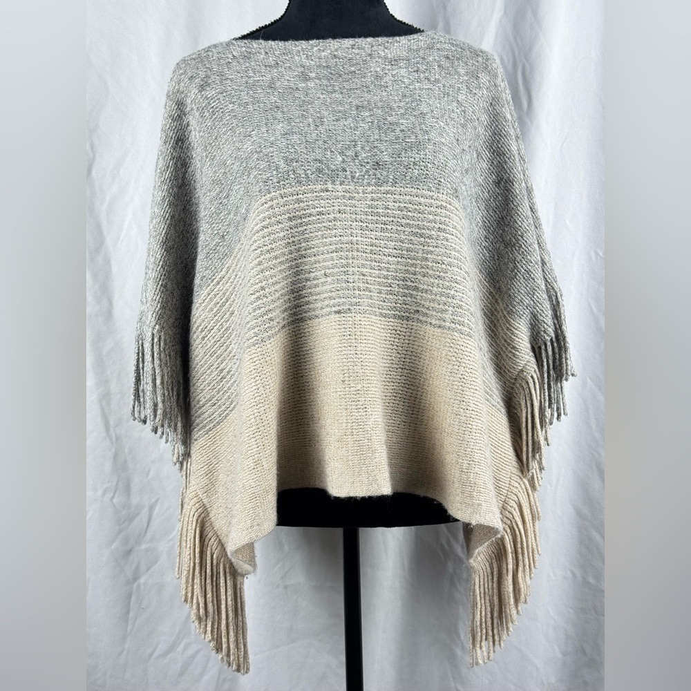 Korye Poncho with Fringe Trim